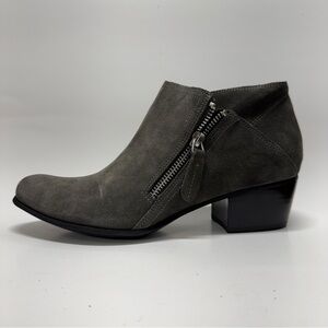 Vaneli Women's Gray Suede Ankle Boot with Side Zip
